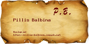 Pillis Balbina névjegykártya